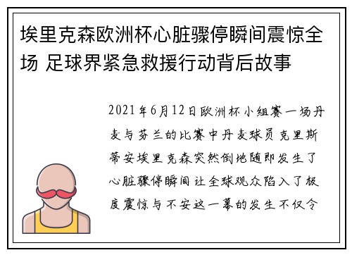 埃里克森欧洲杯心脏骤停瞬间震惊全场 足球界紧急救援行动背后故事